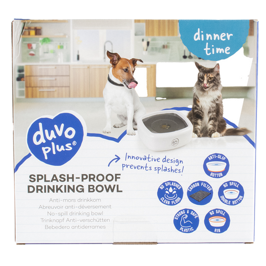 Splash-proof drinking bowl square White/grey