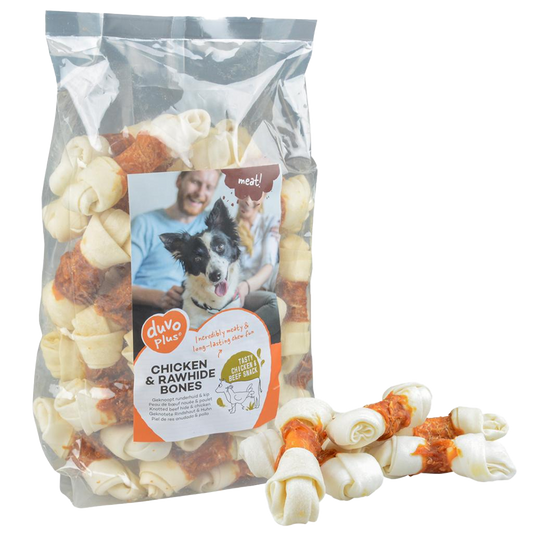 meat! Chicken & rawhide small bones